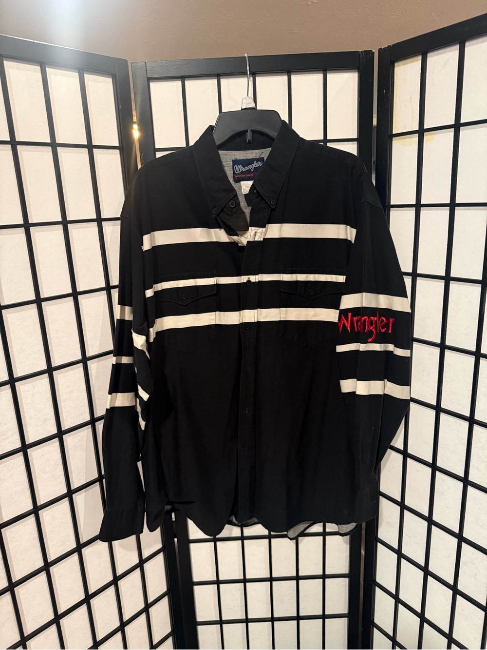 Wrangler Navy and White Striped Polo Shirt